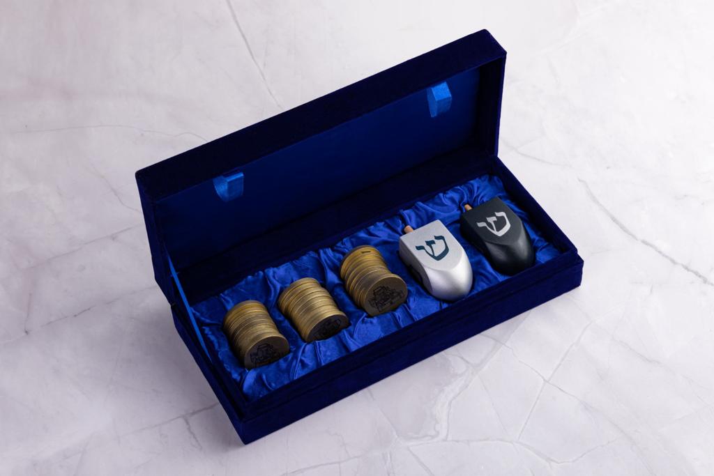 Royal Blue Travel Dreidel Set 